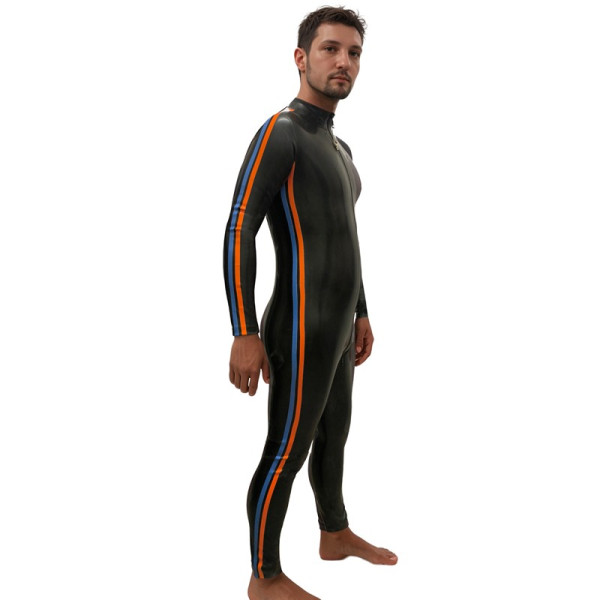 Full suit with thru zip and  side stripes (contrasting) 